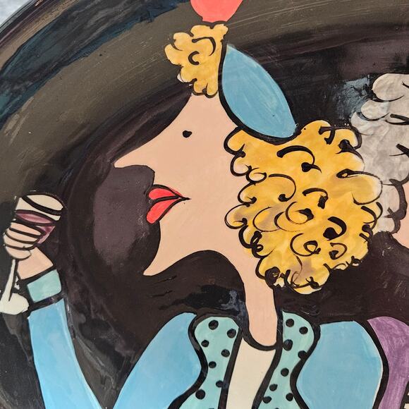 One of a kind, handmade serving plate "Three Friends"  Signed - Picture 2 of 5